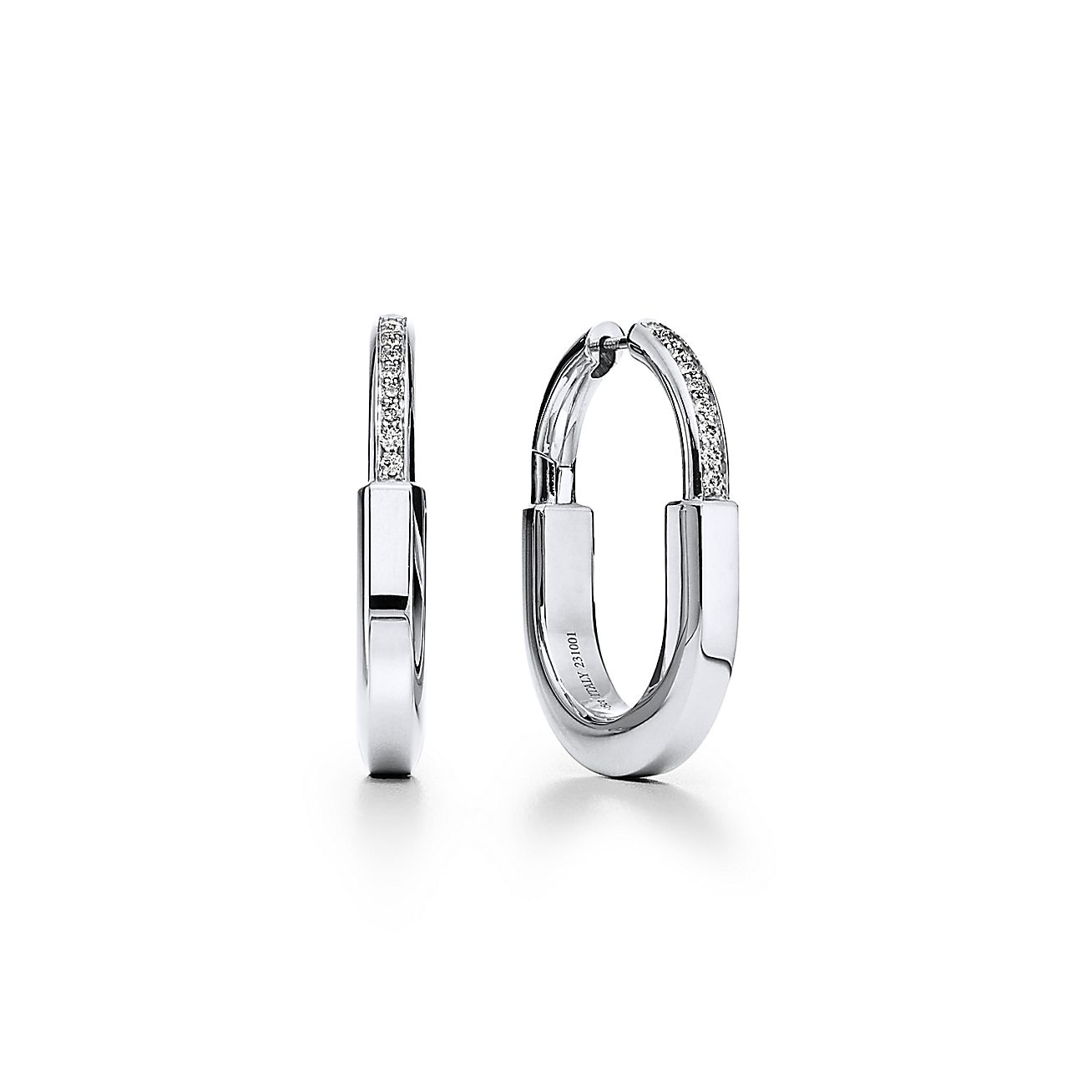 18K Tiffany Lock Diamonds Medium Earrings